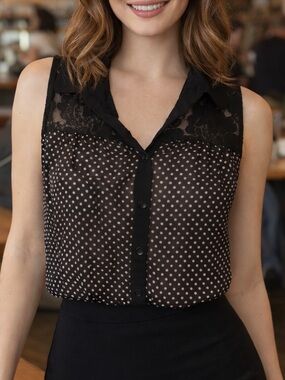 Black Lace Sleeveless Top